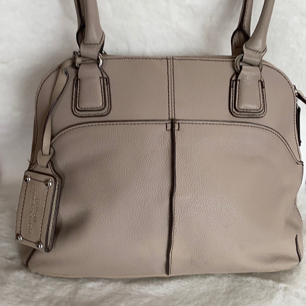 Tignanello People Leather Dove Gray Shoulder VGUC